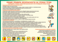 Таблица "Общие правила безопасности на уроках труда" (100х140 сантиметров, винил) - fgospostavki.ru - Лобня