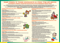 Таблица "Правила безопасности на уроках труда для девочек" (100х140 сантиметров, винил) - fgospostavki.ru - Лобня