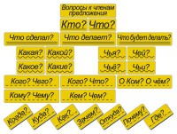Набор магнитных карточек "Вопросы к членам предложения" (фон жёлтый) - fgospostavki.ru - Лобня