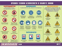 Таблица демонстрационная "Правила техники безопасности в кабинете химии" (винил 100х140) - fgospostavki.ru - Лобня