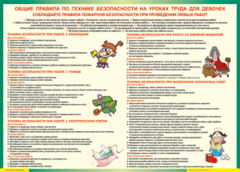 Таблица "Правила безопасности на уроках труда для девочек" (100х140 сантиметров, винил) - fgospostavki.ru - Лобня