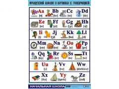 Таблица демонстрационная "Французский алфавит в картинках" (с транскрипцией) (винил 100*140) - fgospostavki.ru - Лобня