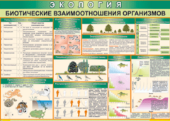 Таблица "Биотические взаимоотношения организмов" (100х140 сантиметров, винил) - fgospostavki.ru - Лобня