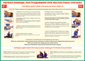 Таблица "Порядок действий при внезапной смерти" (100х140 сантиметров, винил) - fgospostavki.ru - Лобня