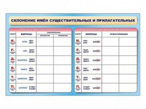 Фрагмент (демонстрационный) маркерный (двухсторонний) "Склонение имен существительных и прилагательных" - fgospostavki.ru - Лобня