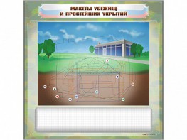Магнитно-маркерная доска "Макеты убежищ и простейших укрытий" с комплектом фолий и тематических магнитов - fgospostavki.ru - Лобня
