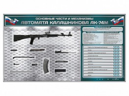 Электрифицированный стенд "Основные части и механизмы автомата Калашникова АК-74М" с полноразмерными, оригинальными макетами деталей и механизмов под стеклом - fgospostavki.ru - Лобня
