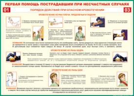 Таблица "Порядок действий при опасном кровотечении" (100х140 сантиметров, винил) - fgospostavki.ru - Лобня