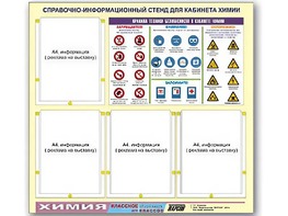 Стенд информационный "Правила техники безопасности в кабинете химии" (80х75, 4 кармана) - fgospostavki.ru - Лобня