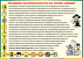 Таблица "Правила безопасности на уроке химии" (100х140 сантиметров, винил) - fgospostavki.ru - Лобня